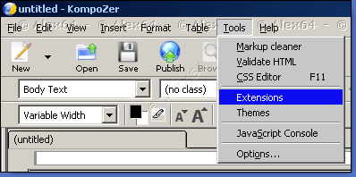  Allez dans le Menu ''Tools'' - ''Extensions'' 