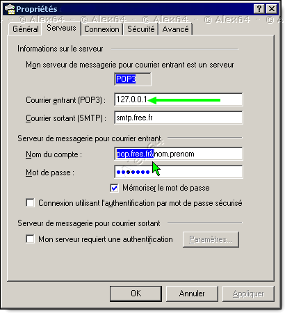 Paramtres de Compte du Logiciel e-Mail Outlook Express 6